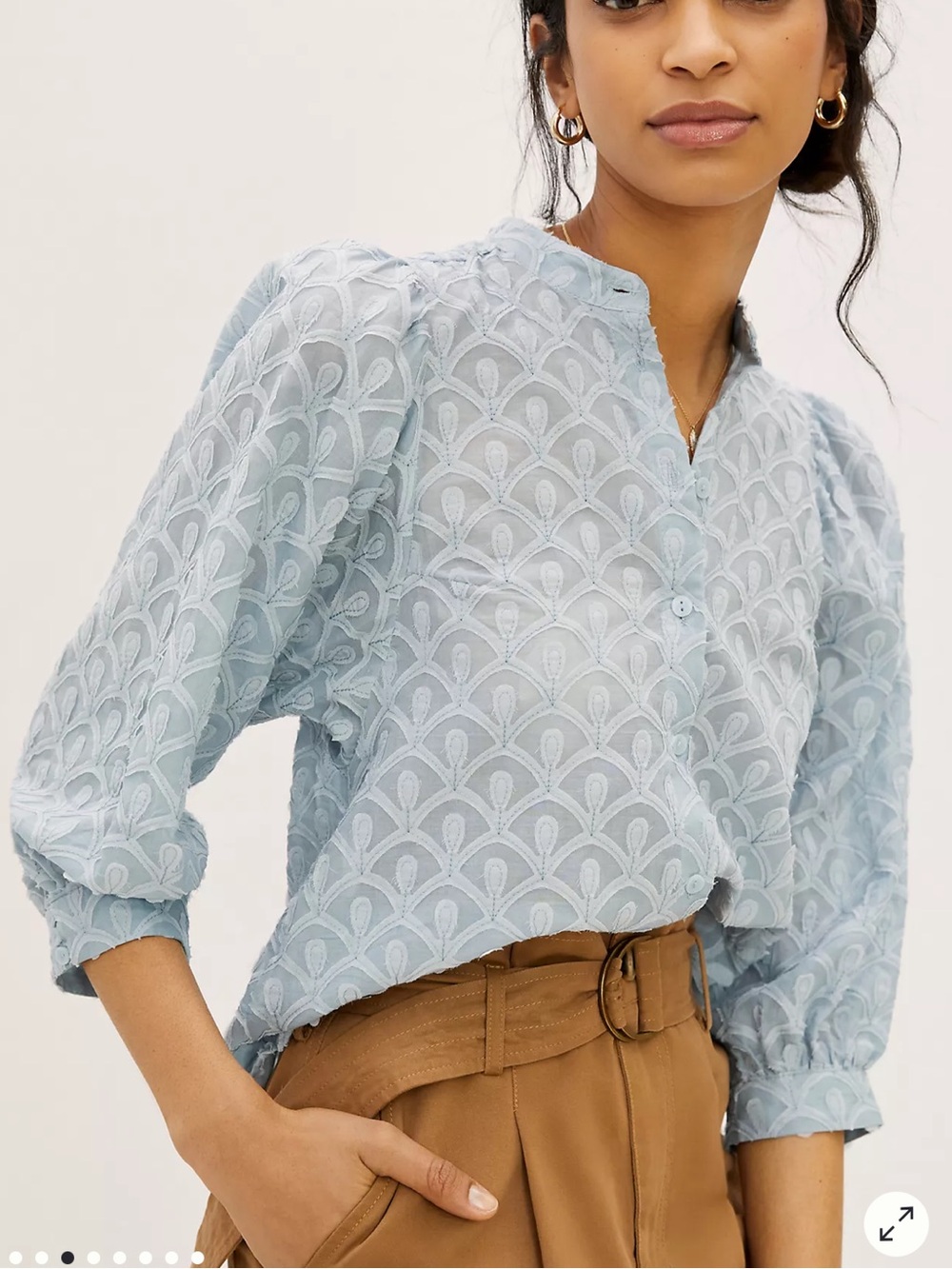 Anthropologie Pilcro The Bella Femme Embroidered Buttondown Boho Blouse Size XLP